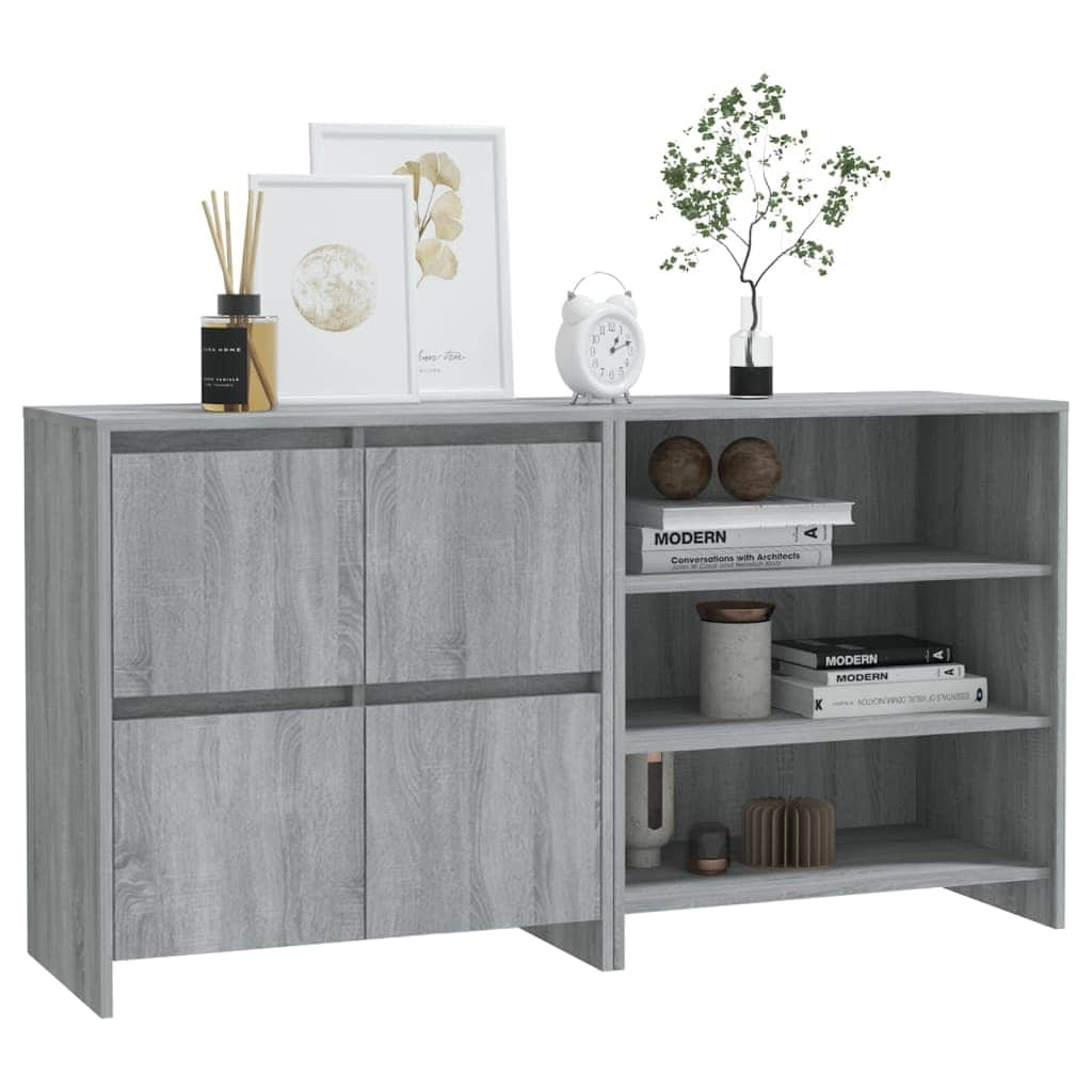 2 Piece Sideboard Grey Engineered Wood