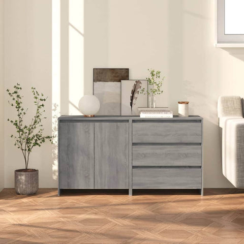 2 Piece Sideboard Grey Sonoma Engineered Wood