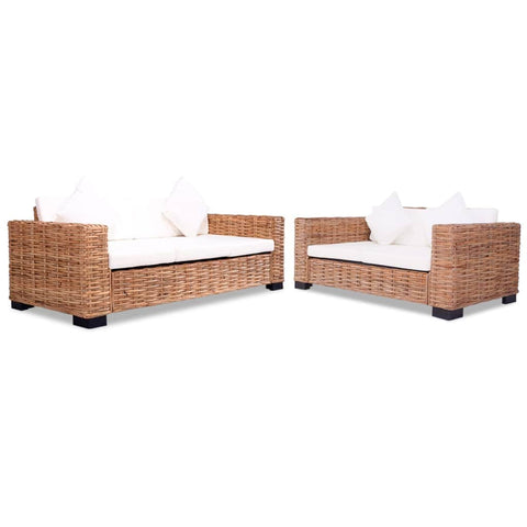 2 Piece Sofa Set Natural Rattan