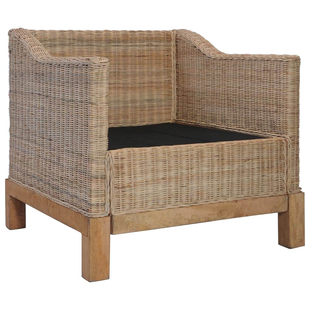 2 Piece Sofa Set with Cushions Natural Rattan