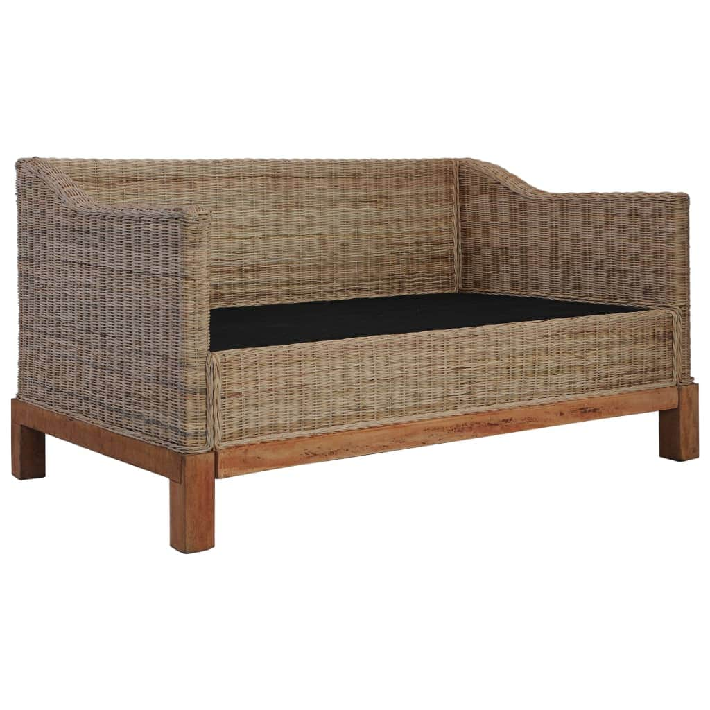 2 Piece Sofa Set with Cushions Natural Rattan