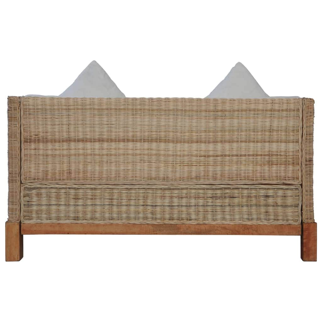 2 Piece Sofa Set with Cushions Natural Rattan