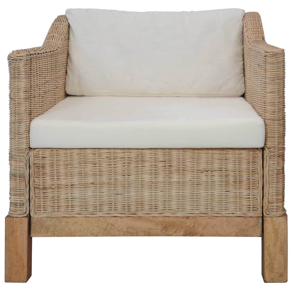 2 Piece Sofa Set with Cushions Natural Rattan