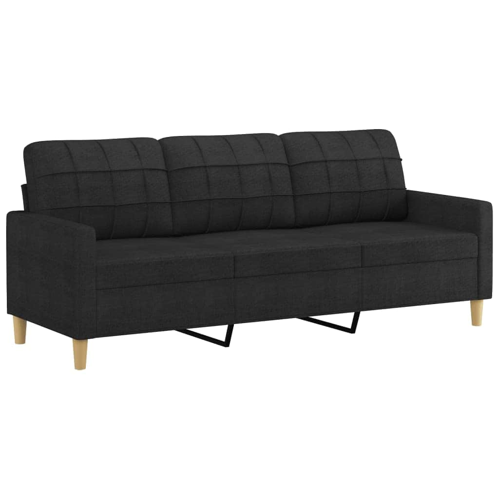 2 Piece Sofa Set with Pillows Black Fabric