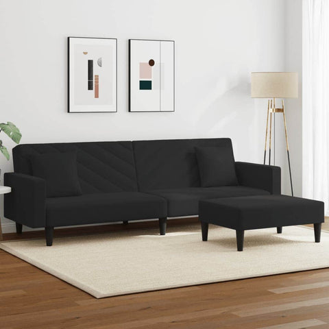 2 Piece Sofa Set with Pillows Black Velvet