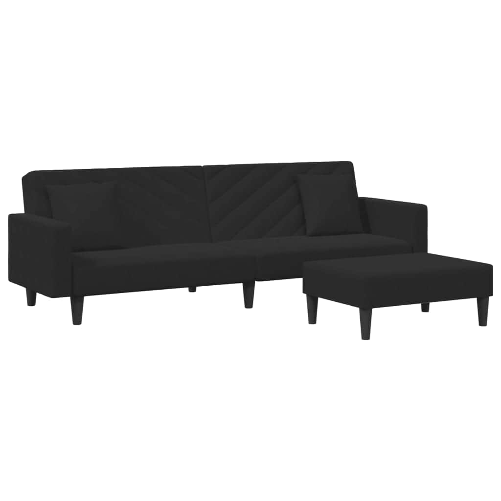 2 Piece Sofa Set with Pillows Black Velvet