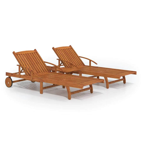 2 Piece Sunlounger Set with Table Solid Wood Acacia