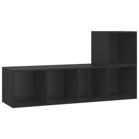 2 Piece TV Cabinet Set Black Engineered Wood