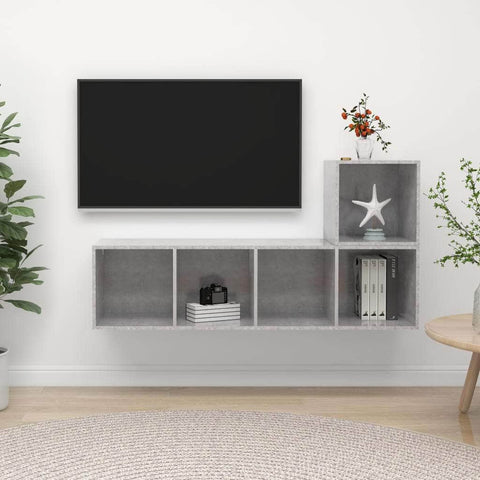 2 Piece TV Cabinet Set Concrete Grey Engineered Wood