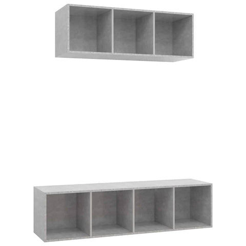 2 Piece TV Cabinet Set Grey Engineered Wood