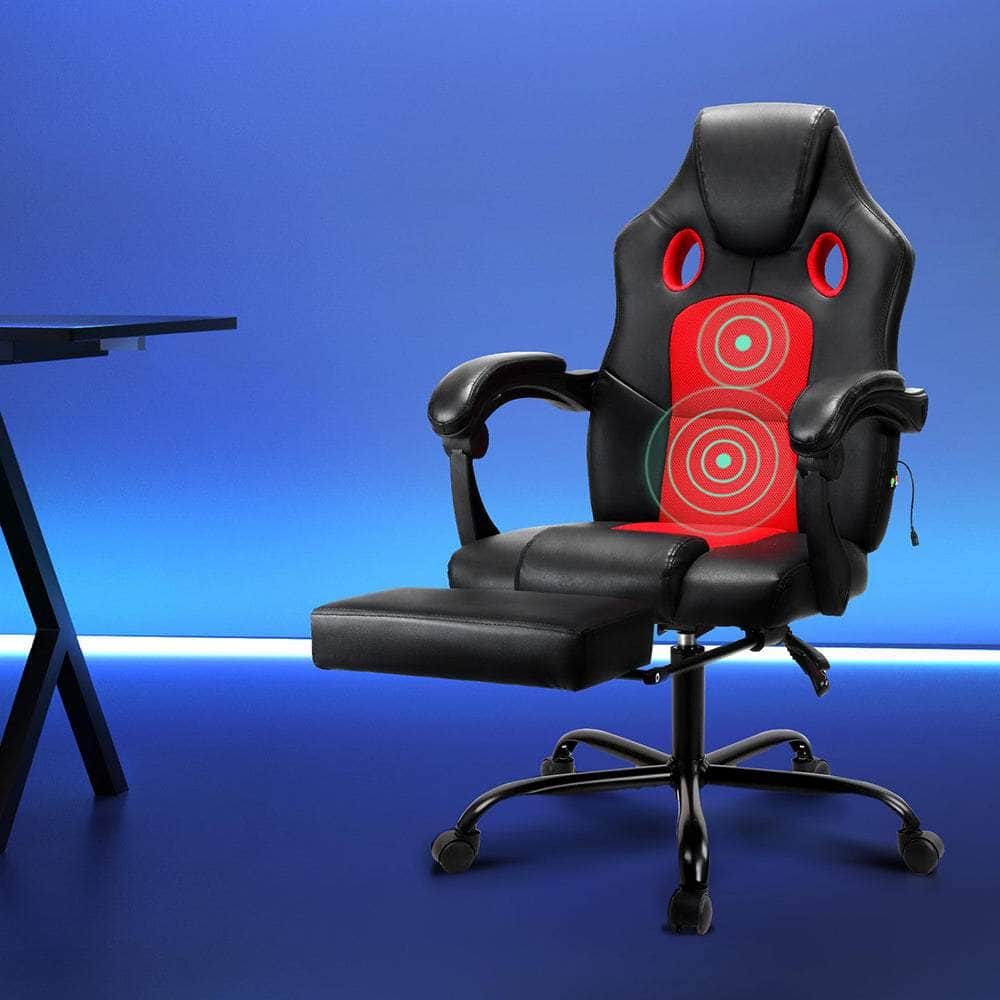 2 Point Massage Gaming Office Chair Pu Leather Red