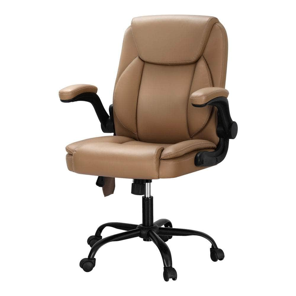 2 Point Massage Office Chair Leather Mid Back Grey/Sand/Black