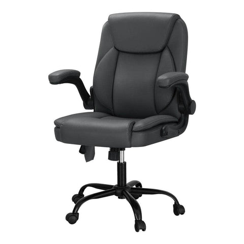 2 Point Massage Office Chair Leather Mid Back Grey/Sand/Black