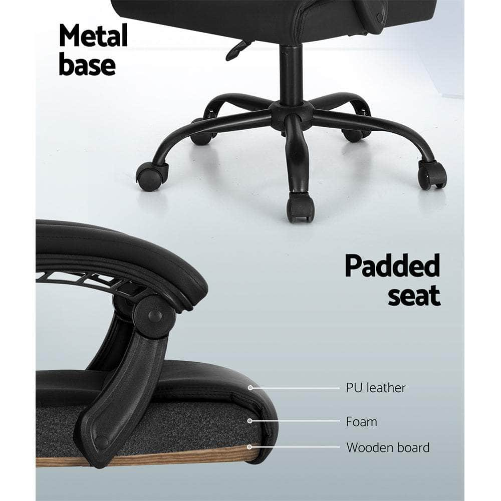 2 Point Massage Office Chair Pu Leather Black