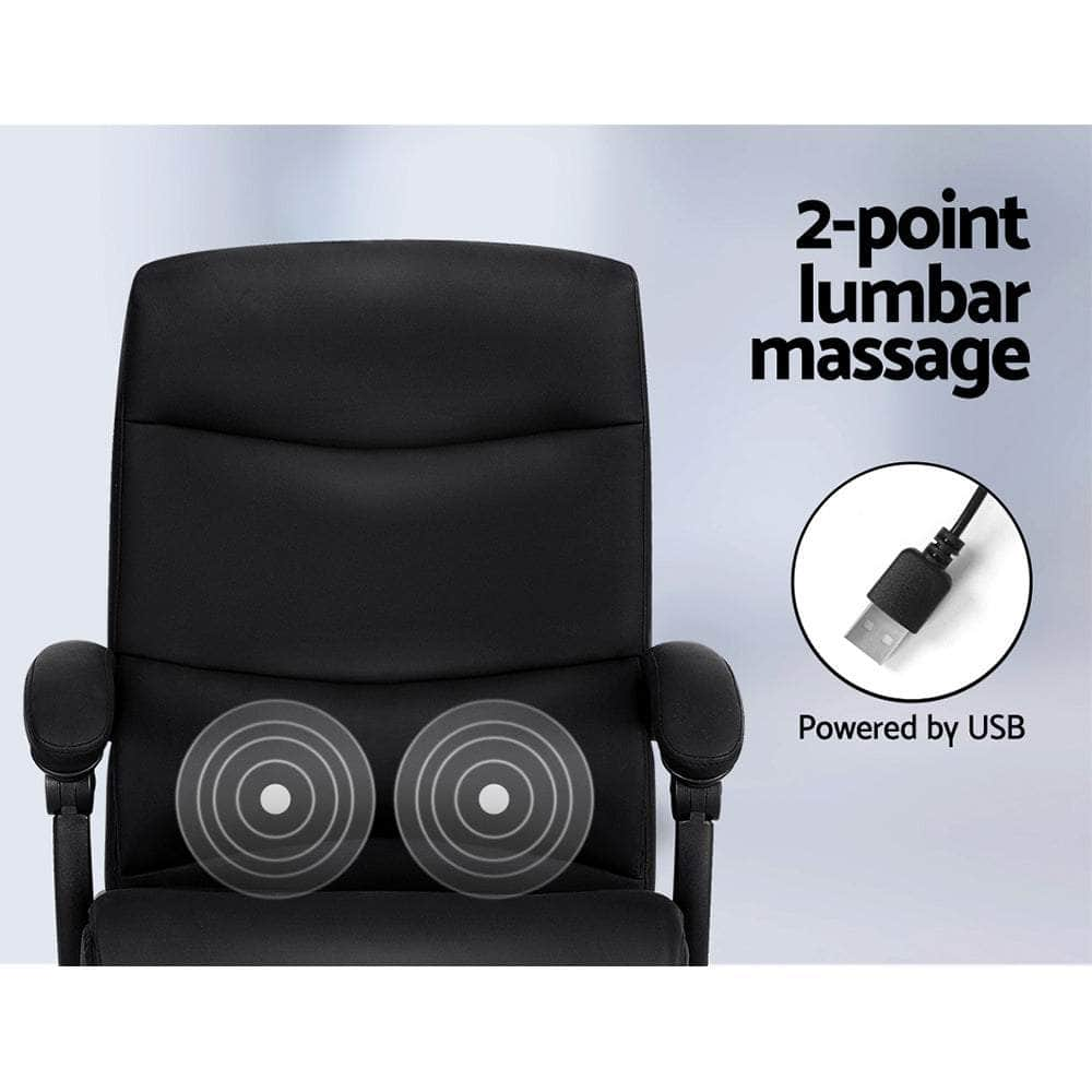 2 Point Massage Office Chair Pu Leather Black