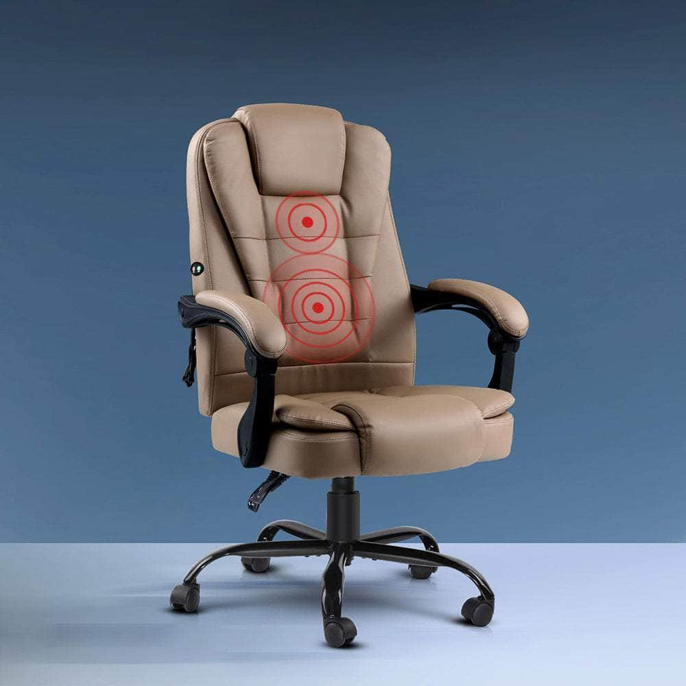 2 Point Massage Office Chair Pu Leather Espresso