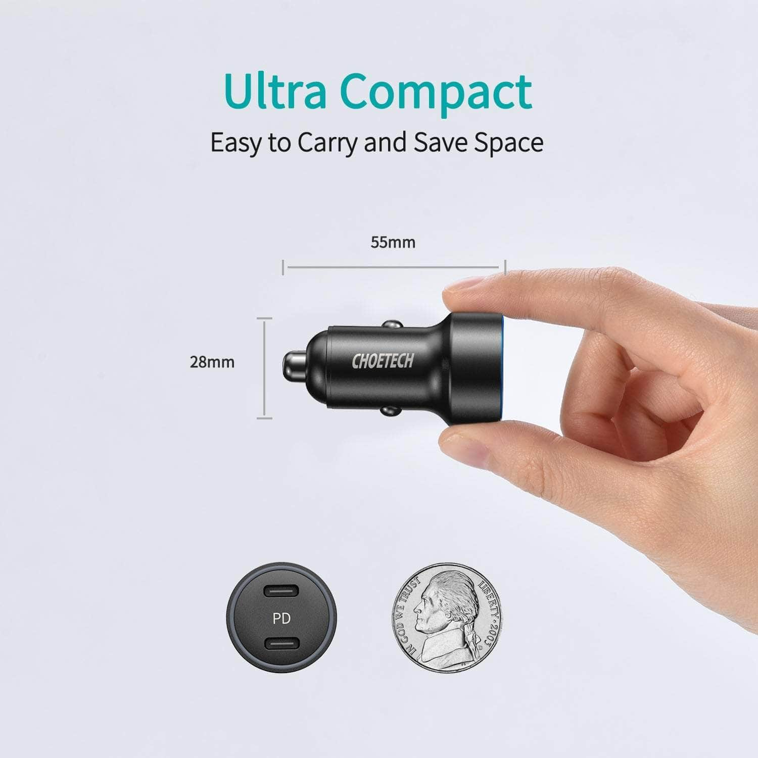 2-Port 40W Usb-C Car Charger Adapter