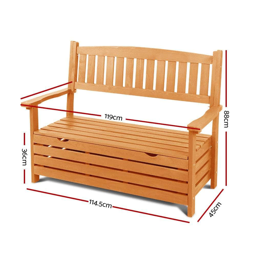 2 Seat Wooden Outdoor Storage Bench