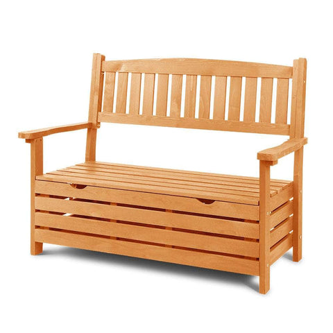 2 Seat Wooden Outdoor Storage Bench