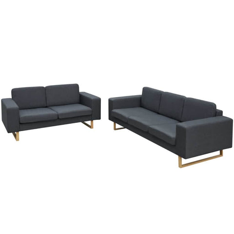 2-Seater and 3-Seater Sofa Set Dark Grey