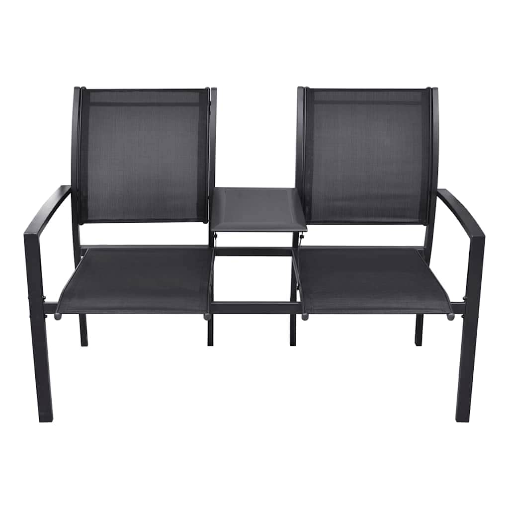 2 Seater Garden Bench 131 cm Steel and Textilene Black