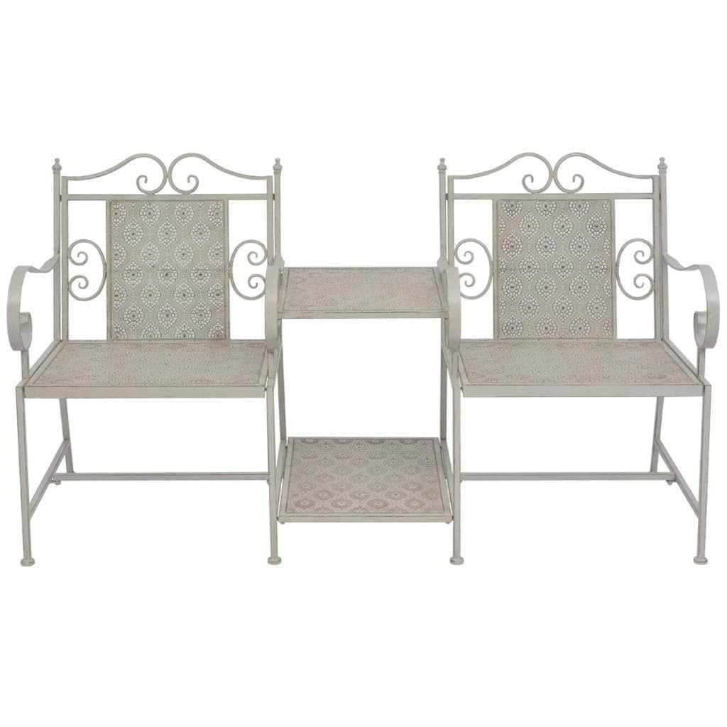 2 Seater Garden Bench 161 cm Steel Grey