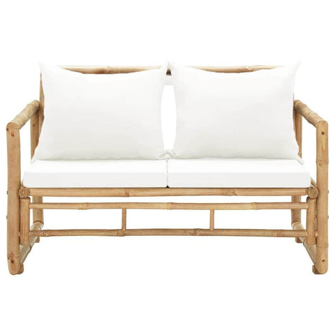 2 Seater Garden Sofa with Cushions Bamboo