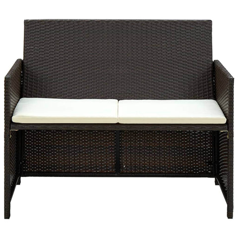 2 Seater Garden Sofa with Cushions Brown Poly Rattan