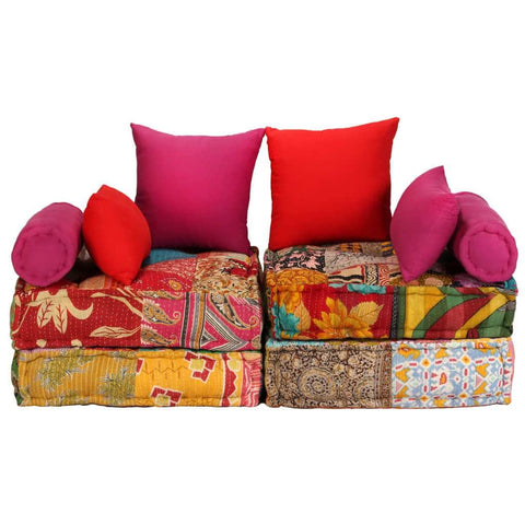 2-Seater Modular Sofa Bed Fabric Patchwork