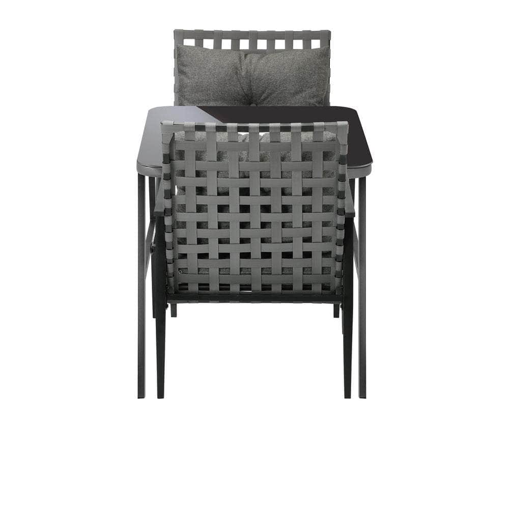 2 Seater Outdoor Dining Set with Table Grey&Black