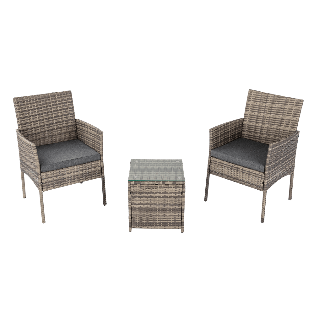 2 Seater PE Rattan Outdoor Furniture Chat Set- Mixed Grey