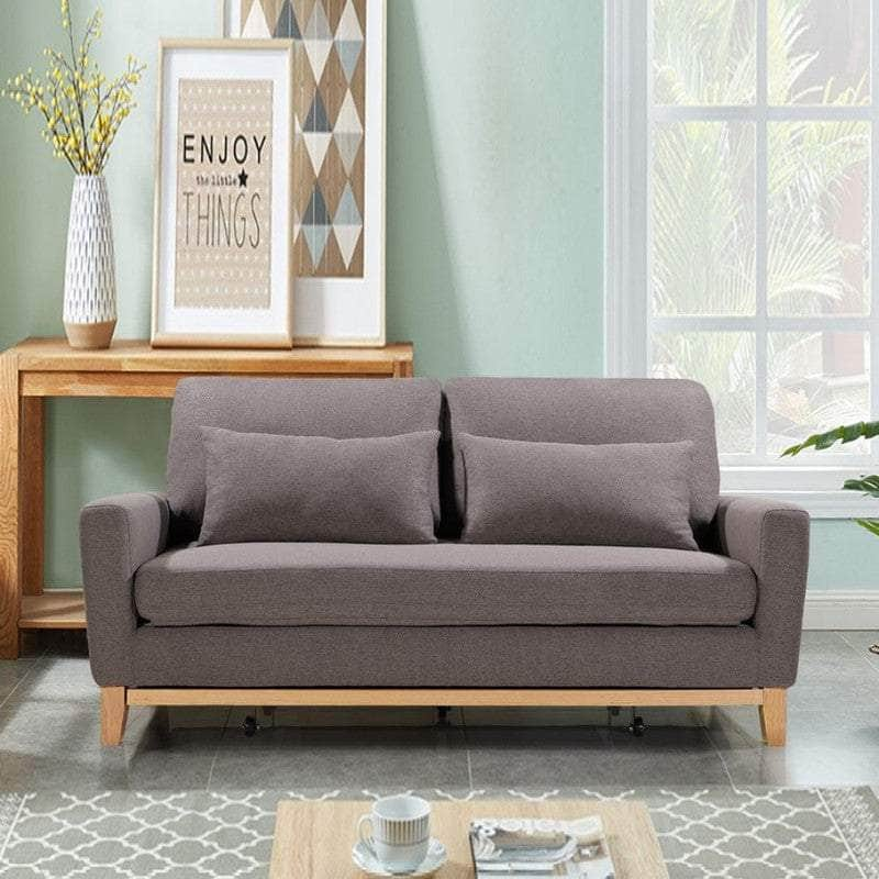 2 Seater Pull-Out Sofa Bed Grey Celadon/Taupe