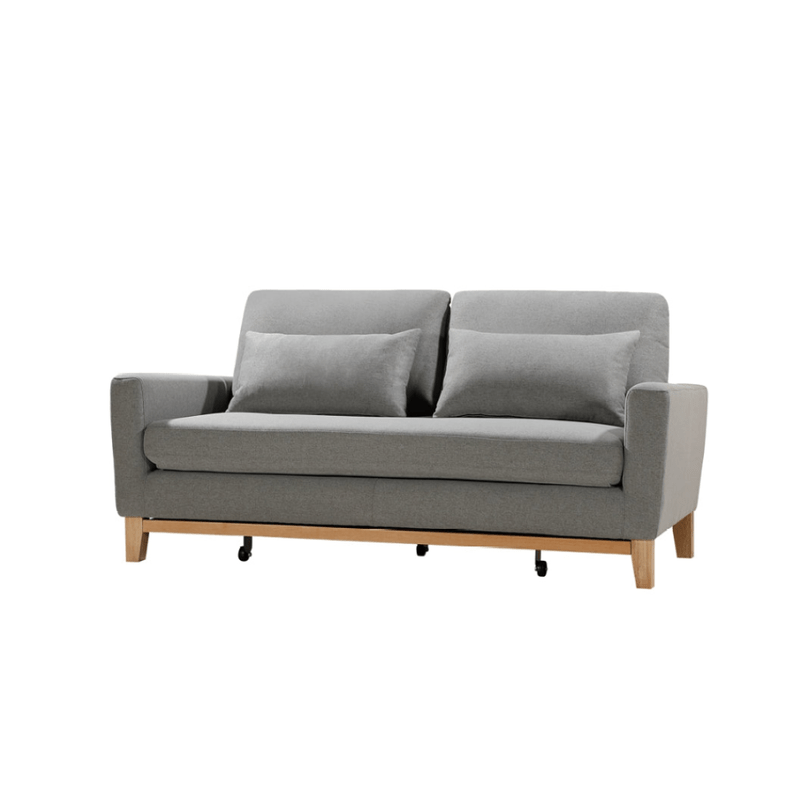 2 Seater Pull-Out Sofa Bed Grey Celadon/Taupe