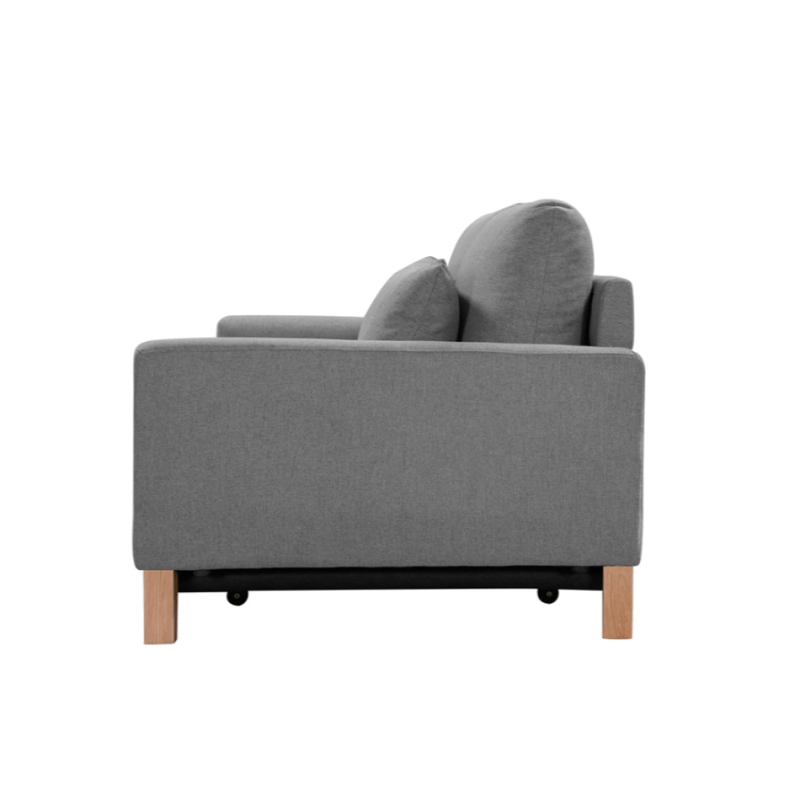 2 Seater Pull-Out Sofa Bed Grey Celadon/Taupe