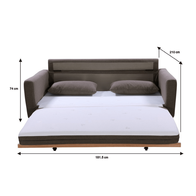 2 Seater Pull-Out Sofa Bed Grey Celadon/Taupe