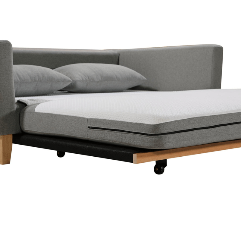 2 Seater Pull-Out Sofa Bed Grey Celadon/Taupe