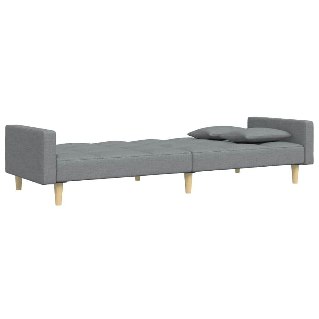 2-Seater Sofa Bed with Footstool Light Grey Fabric