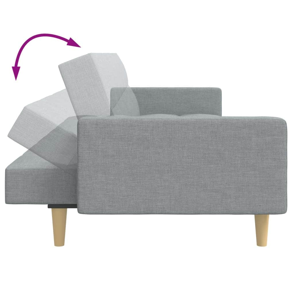 2-Seater Sofa Bed with Footstool Light Grey Fabric