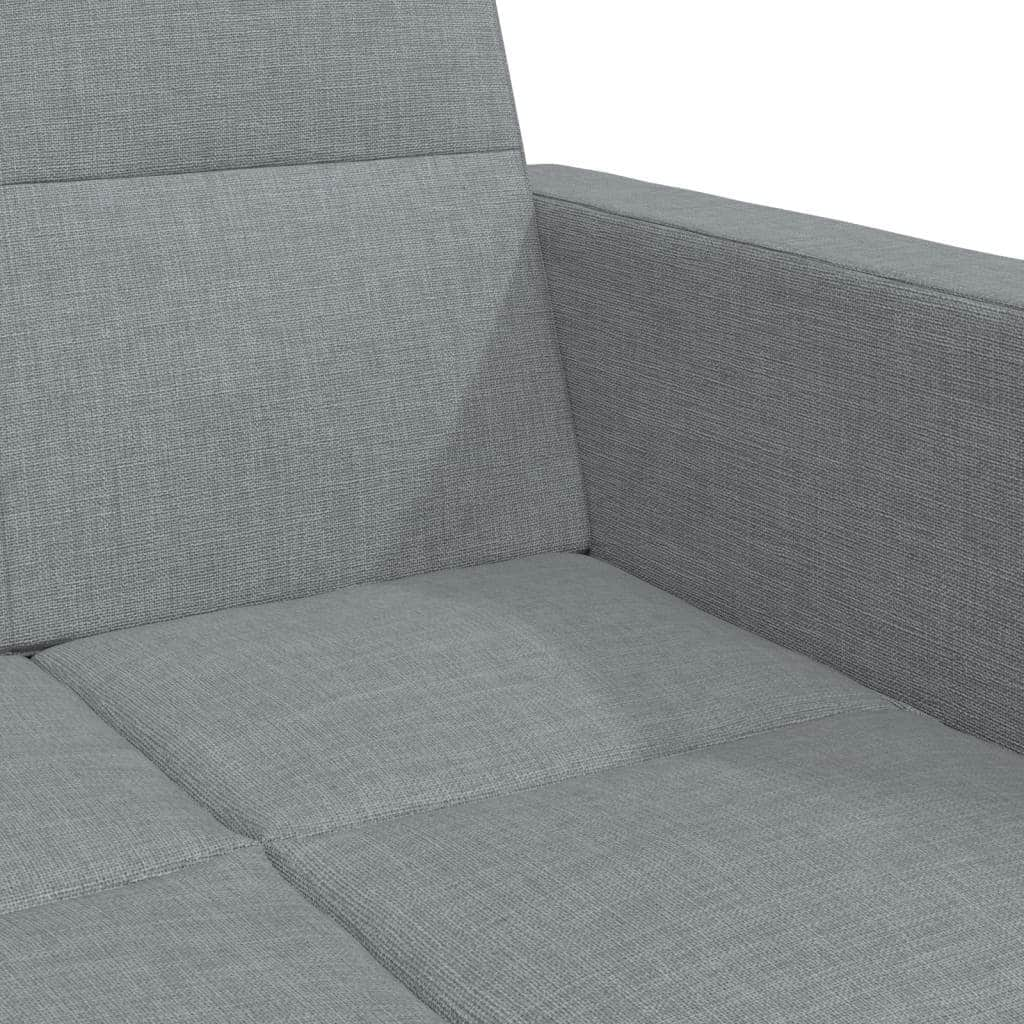 2-Seater Sofa Bed with Footstool Light Grey Fabric