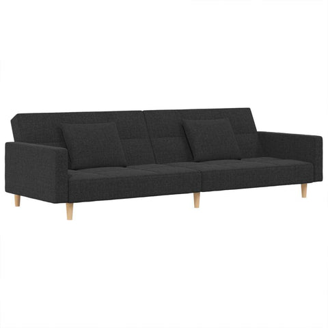 2-Seater Sofa Bed with Two Pillows Dark Grey