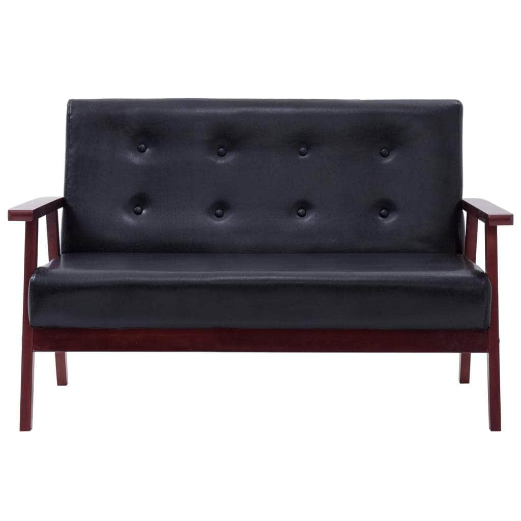 2-Seater Sofa Black Leather