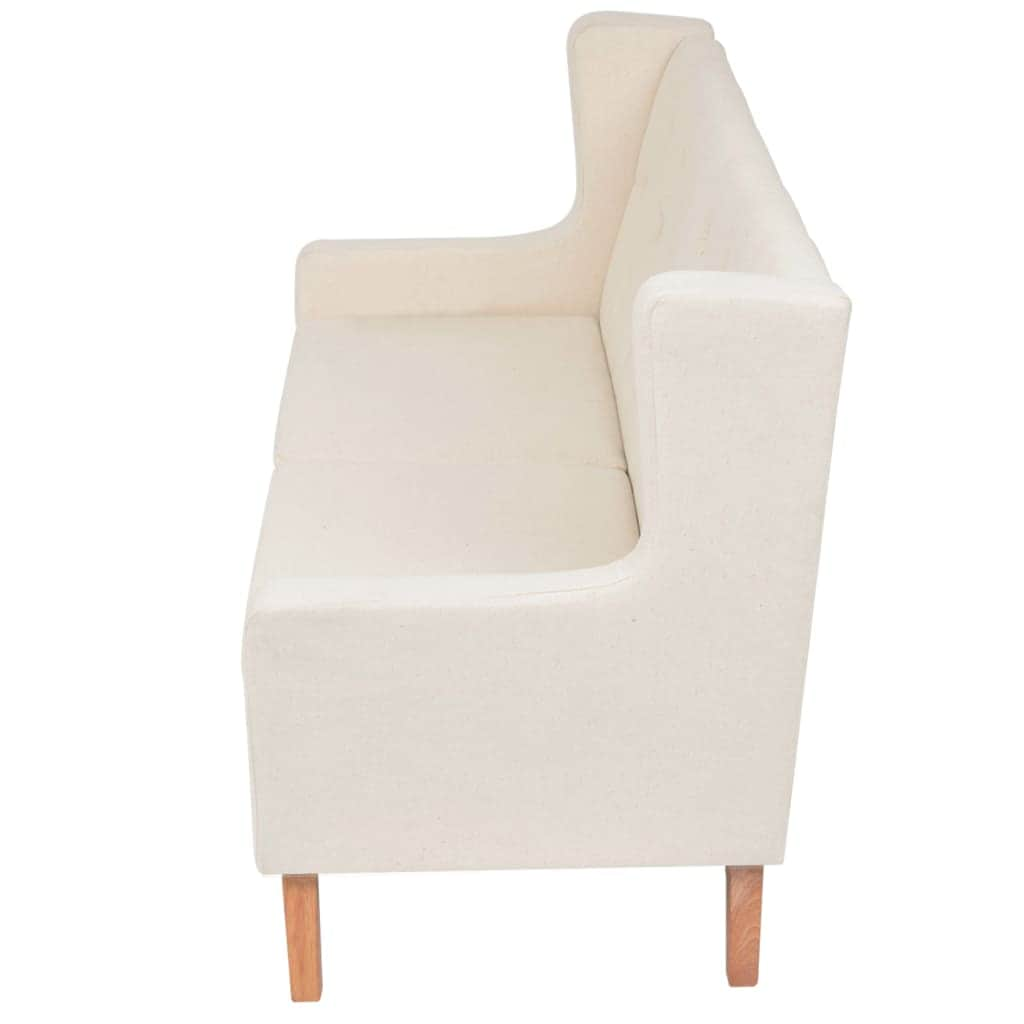 2-Seater Sofa Fabric Cream White