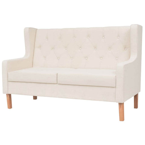 2-Seater Sofa Fabric Cream White