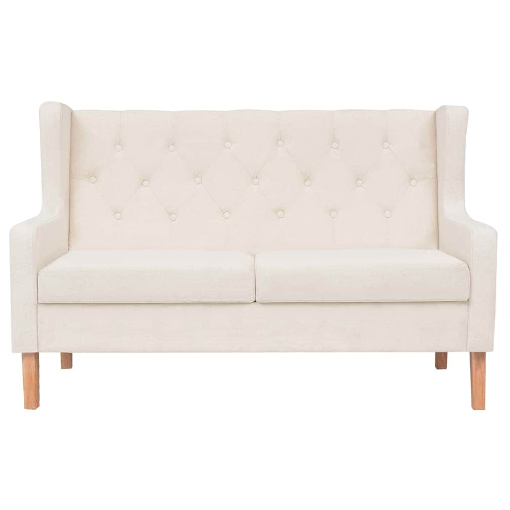 2-Seater Sofa Fabric Cream White