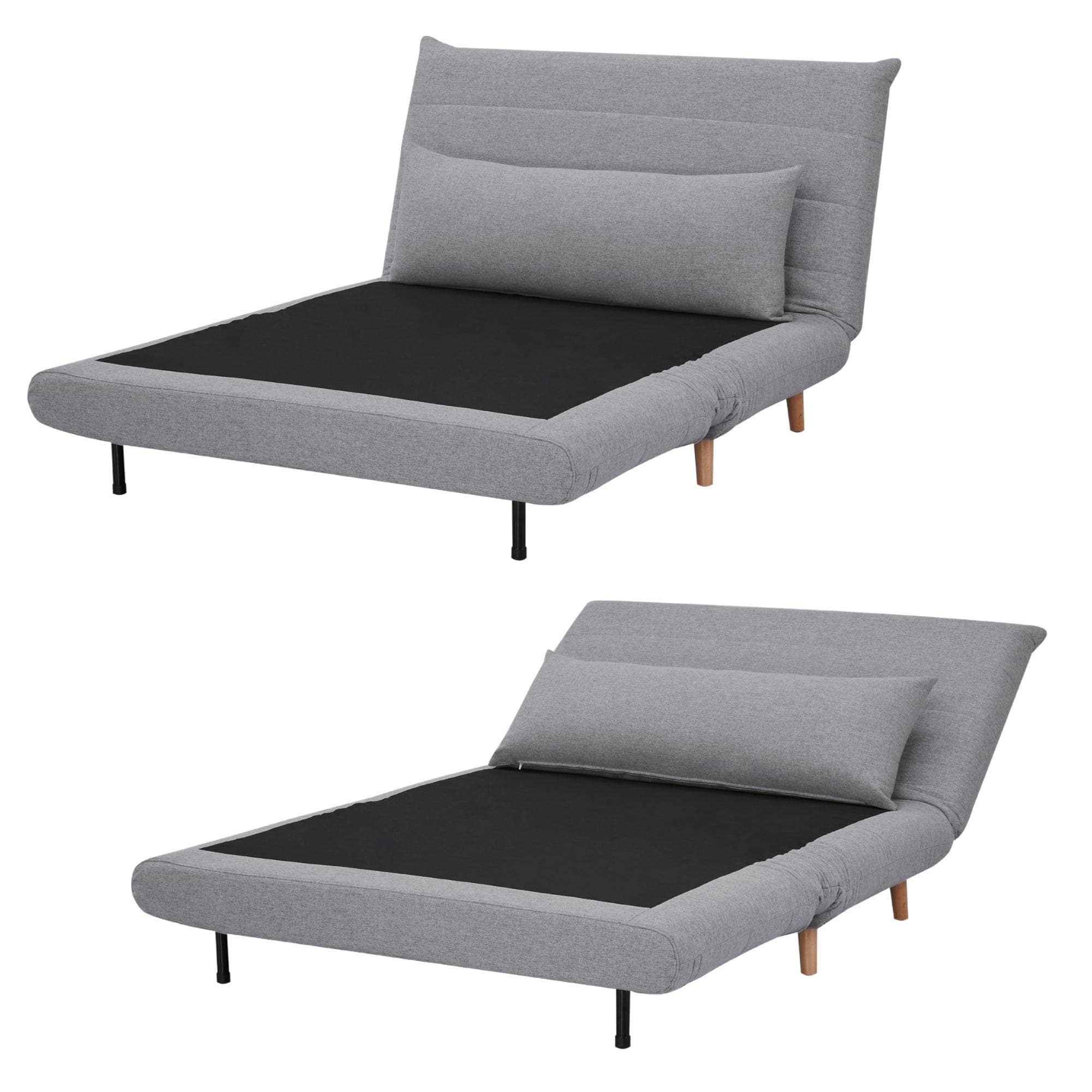 2 Seater Sofa Futon Bed Love Seat Fabric Lounge Couch - Grey