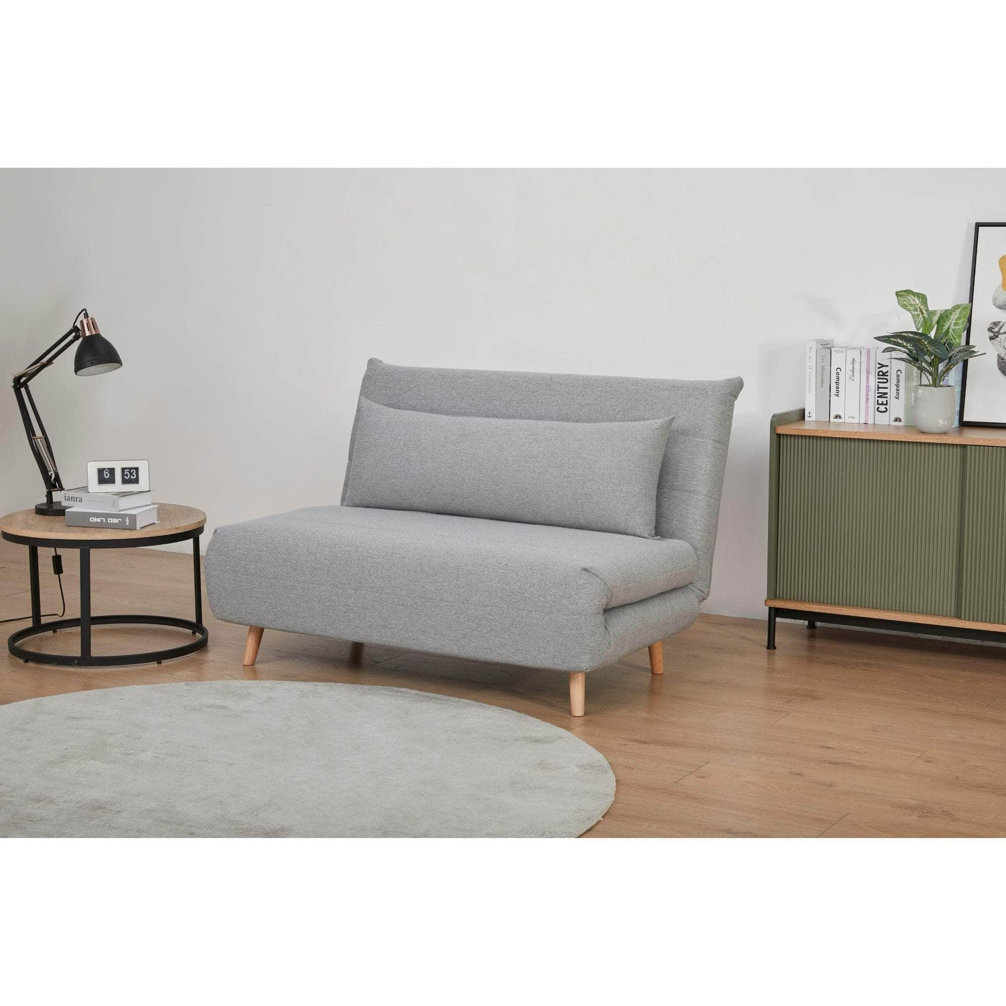 2 Seater Sofa Futon Bed Love Seat Fabric Lounge Couch - Grey