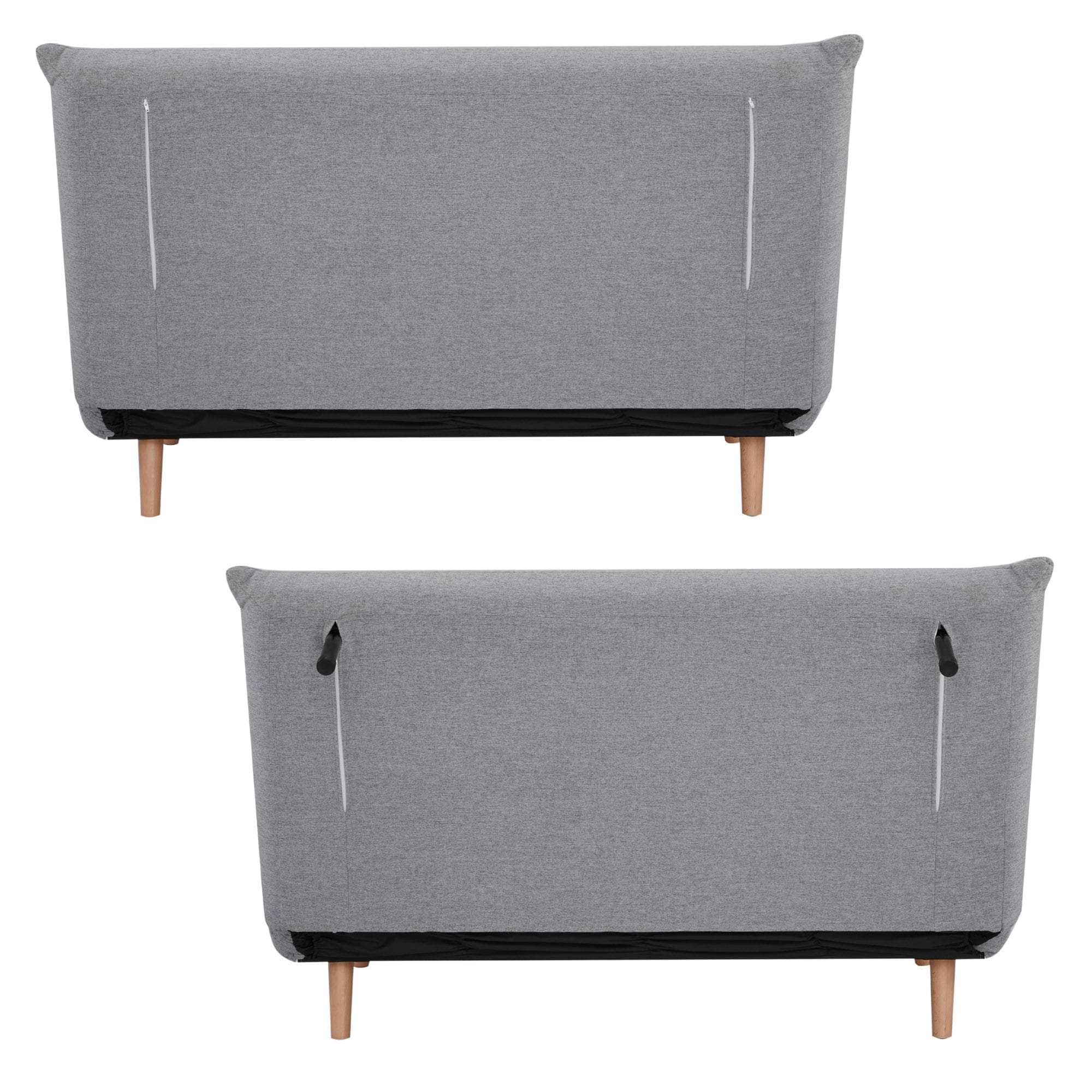 2 Seater Sofa Futon Bed Love Seat Fabric Lounge Couch - Grey