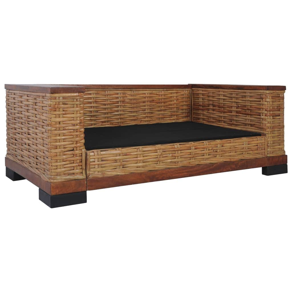 2-Seater Sofa with Cushions Brown Natural Rattan