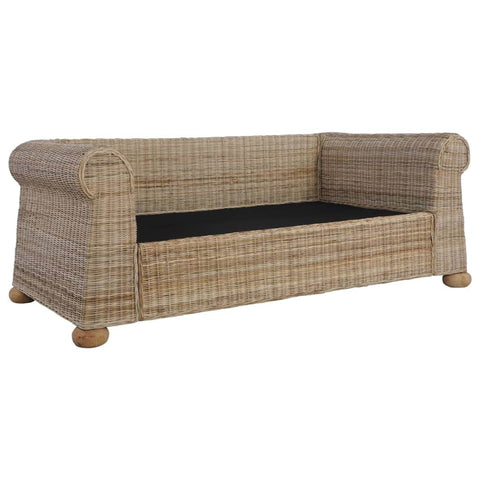 2-Seater Sofa with Cushions Natural Rattan