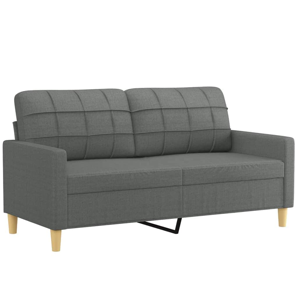 2-Seater Sofa with Throw Pillows Dark Grey